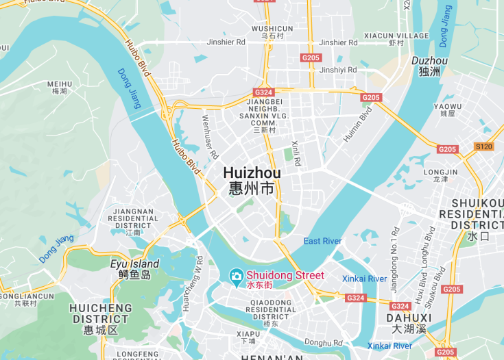 Map of Huizhou, China