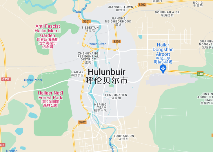 Map of Hulunbuir, China