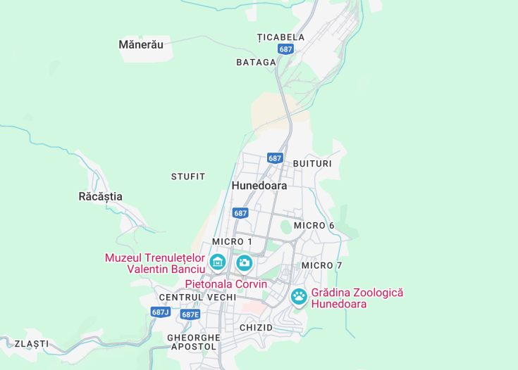 Map of Hunedoara, Romania