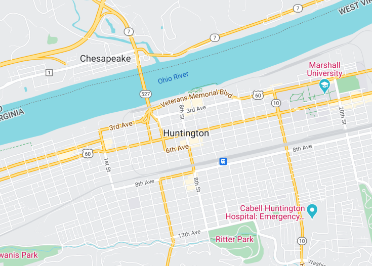 Map of Huntington, West Virginia (USA)