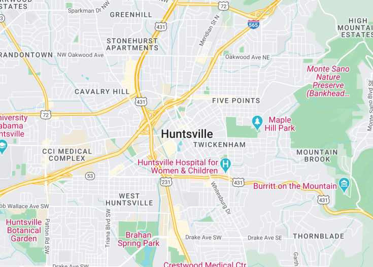 Map of Huntsville, Alabama (USA)