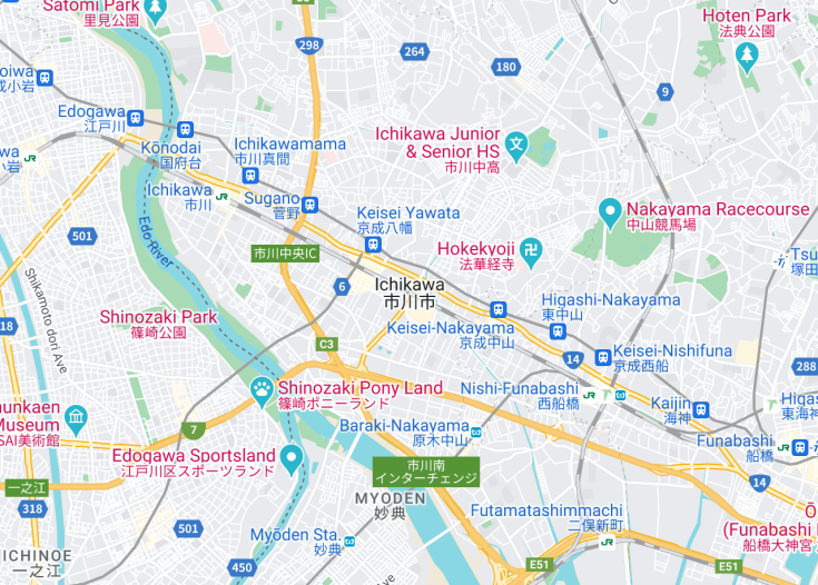 Map of Ichikawa, Japan