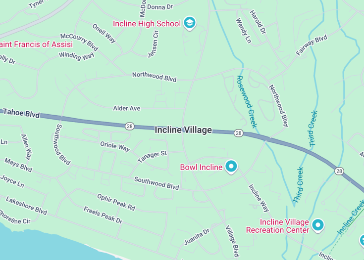 Map of Incline Village, Nevada (USA)