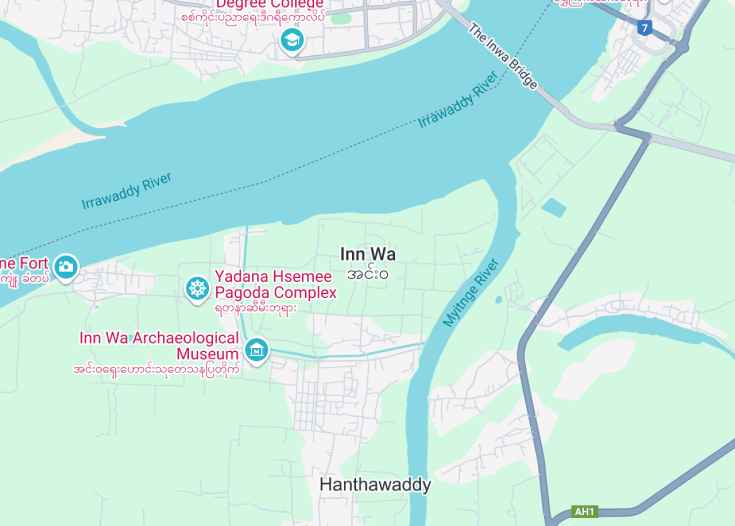 Map of Inn Wa, Myanmar