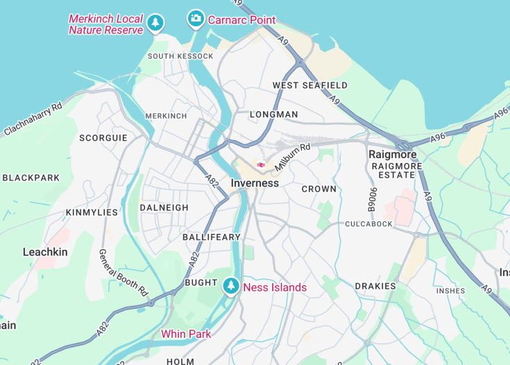 Map of Inverness, Scotland (United Kingdom)