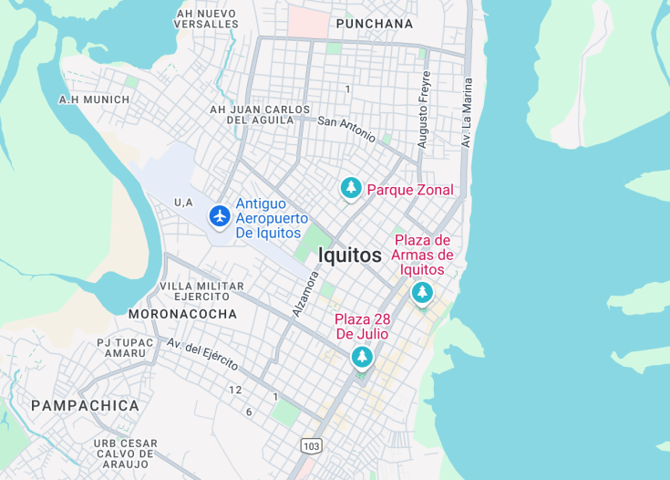 Map of Iquitos, Peru