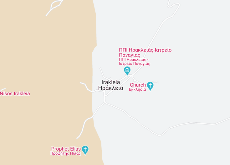 Map of Irakleia, Greece