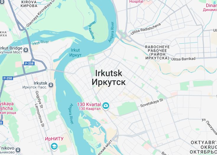 Map of Irkutsk, Russia