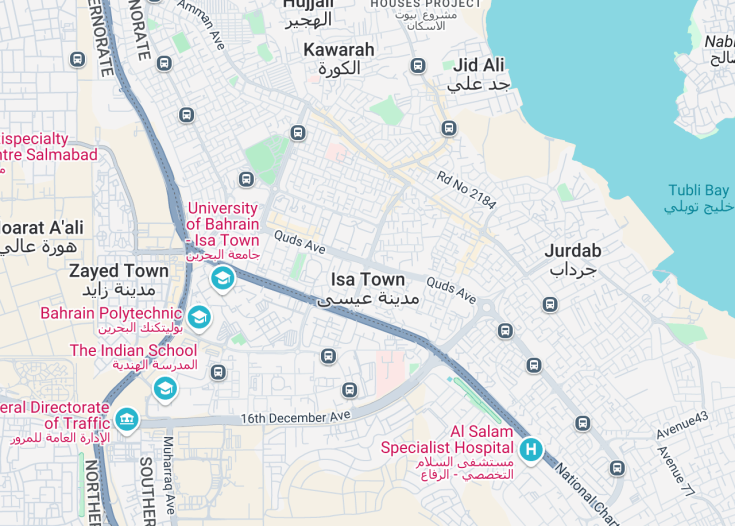 Map of Isa Town, Bahrain