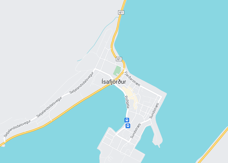 Map of Isafjordur, Iceland