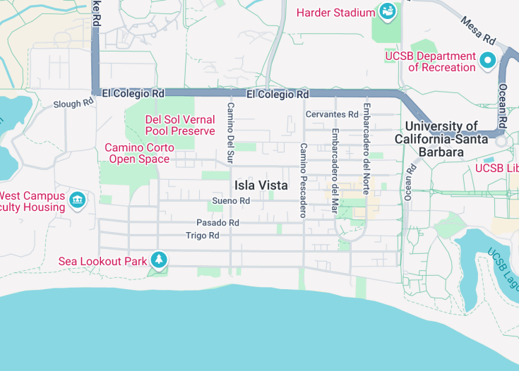 Map of Isla Vista, California (USA)