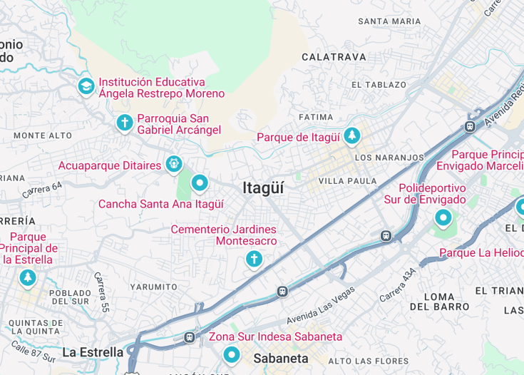 Map of Itagüí, Colombia