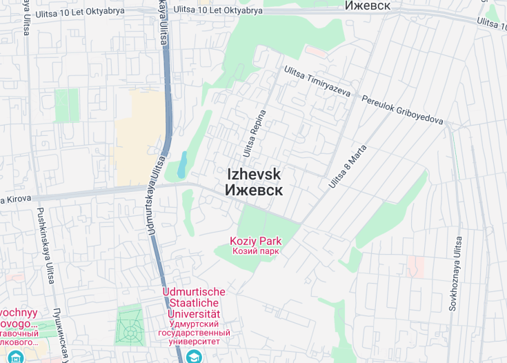 Map of Izhevsk, Russia