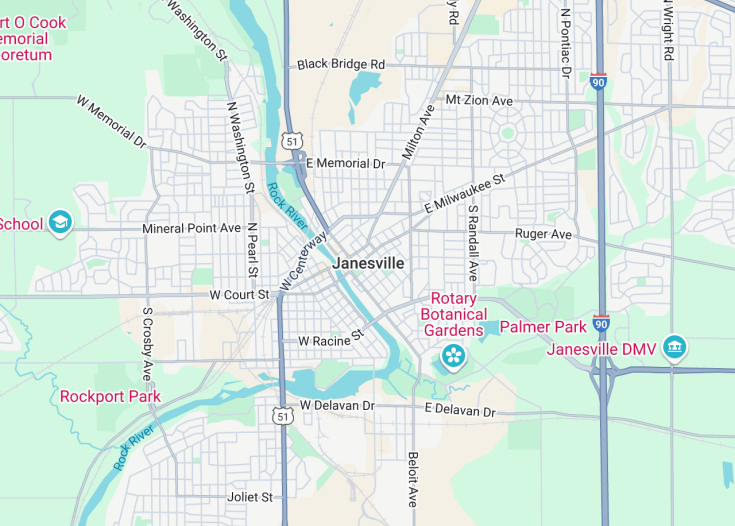 Map of Janesville, Wisconsin (USA)