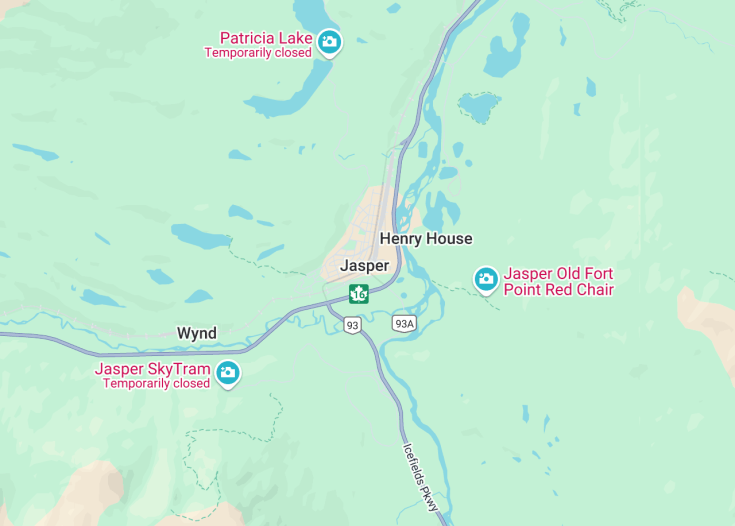 Map of Jasper, Canada