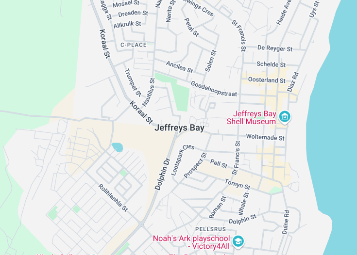 Map of Jeffreys Bay, South Africa