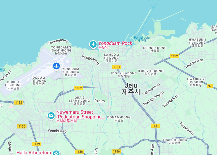 Map of Jeju, South Korea