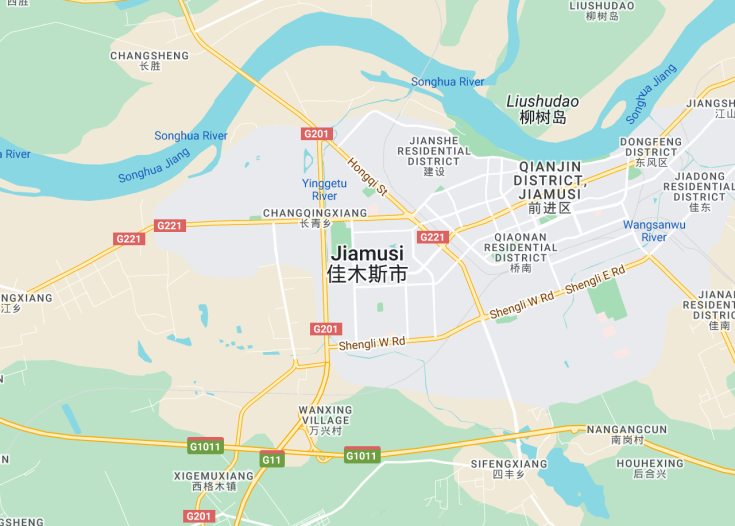 Map of Jiamusi, China