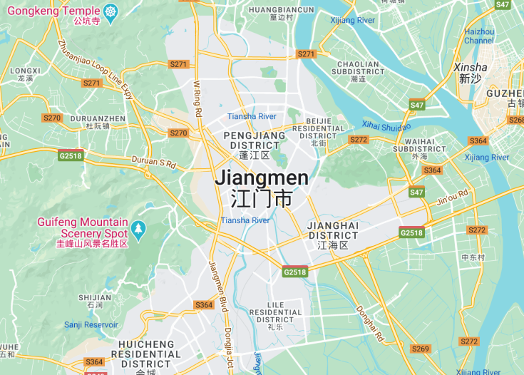 Map of Jiangmen, China