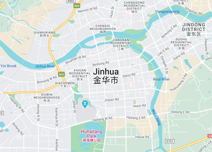 Map of Jinhua, China