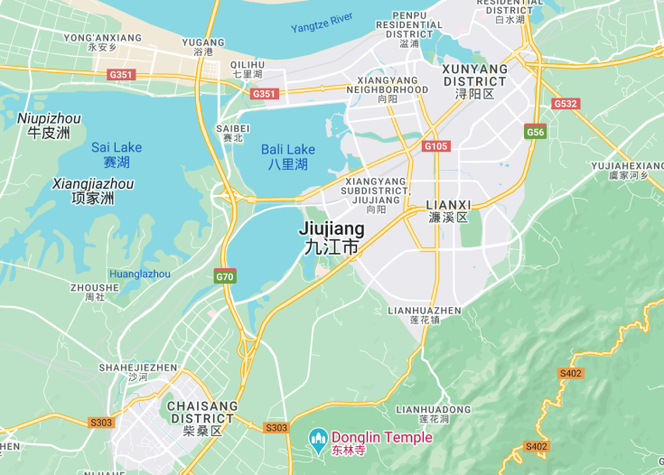 Map of Jiujiang, China