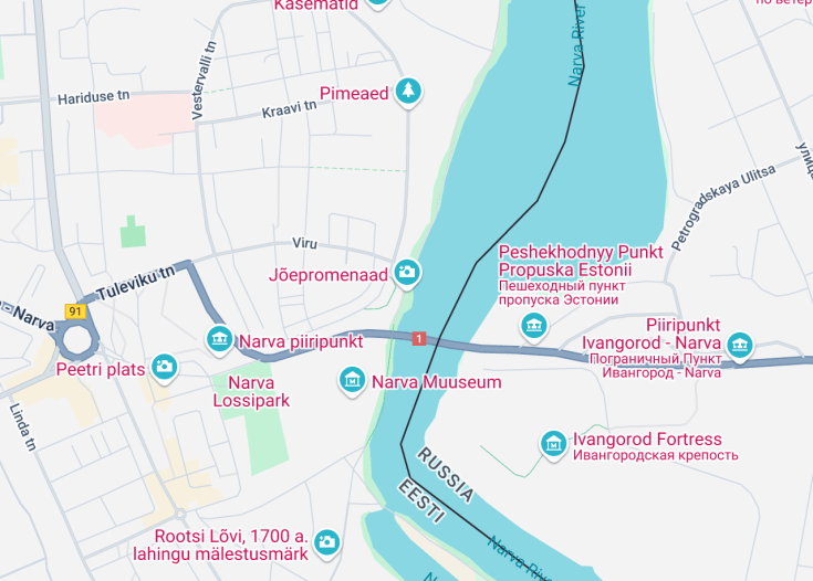 Map of Jõepromenaad, Narva