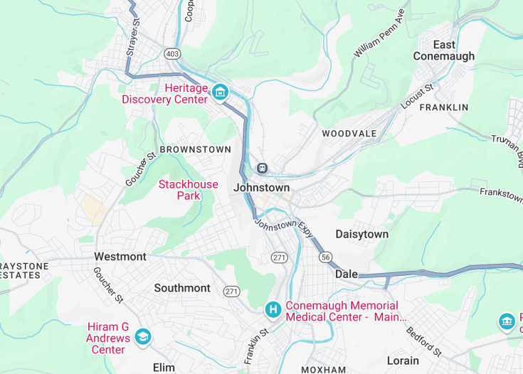 Map of Johnstown, Pennsylvania (USA)