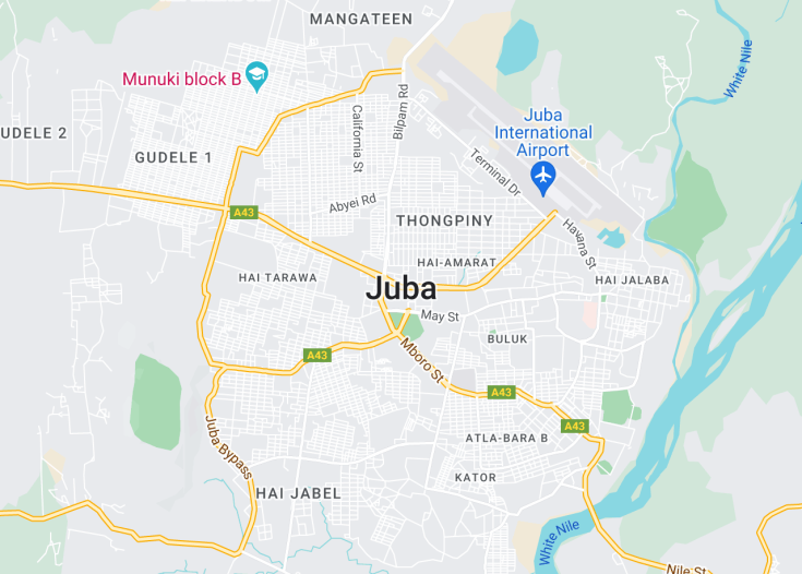 Map of Juba, South Sudan