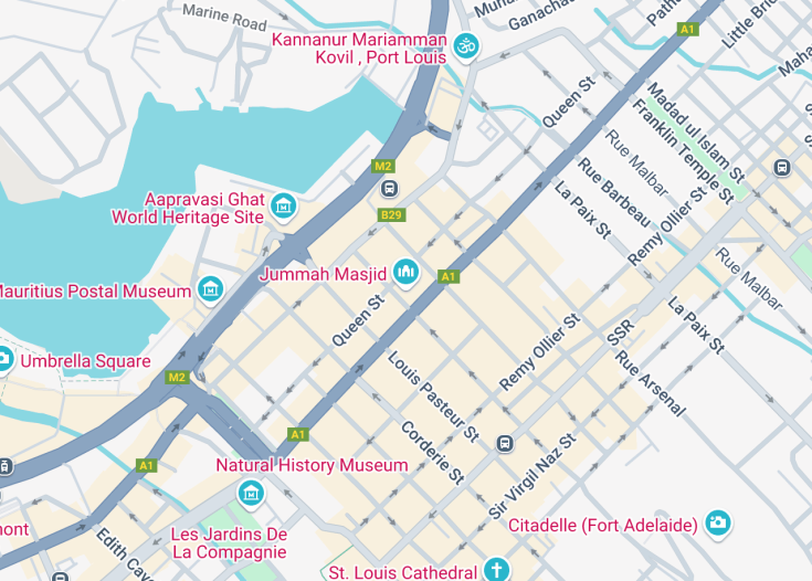 Map of Jummah Mosque, Mauritius