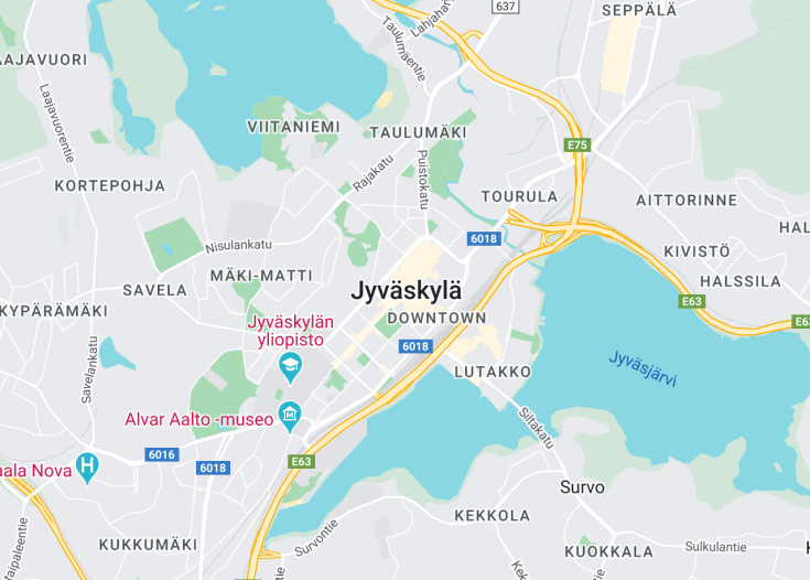 Map of Jyväskylä, Finland