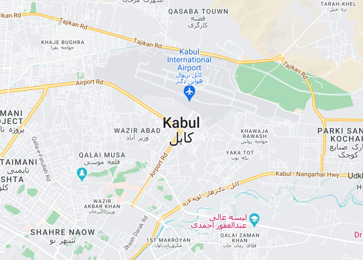 Map of Kabul, Afghanistan