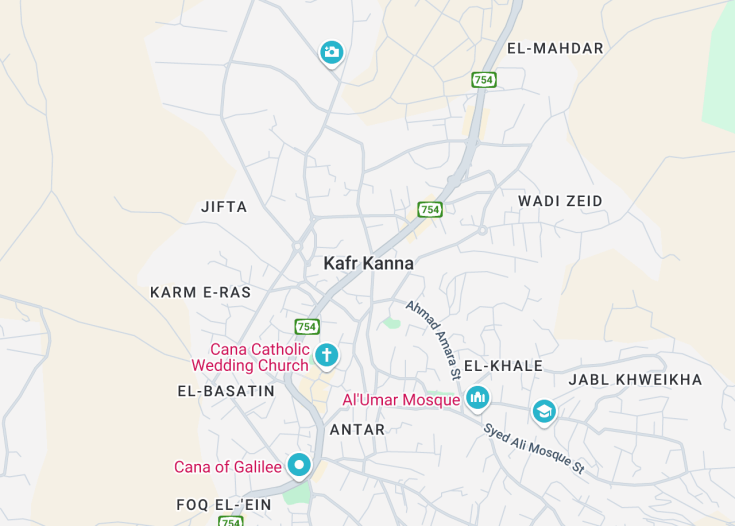 Map of Kafr Kanna, Israel