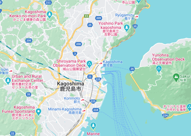 Map of Kagoshima, Japan