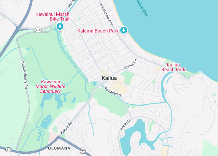 Map of Kailua, Hawaii (USA)