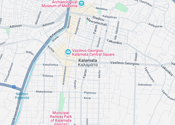 Map of Kalamata, Greece