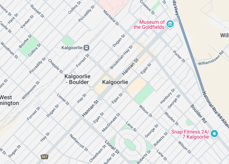 Map of Kalgoorlie, Australia