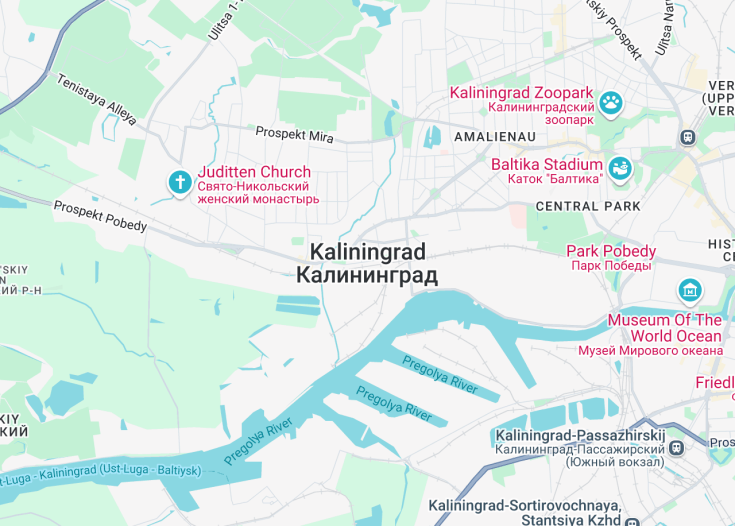 Map of Kaliningrad, Russia