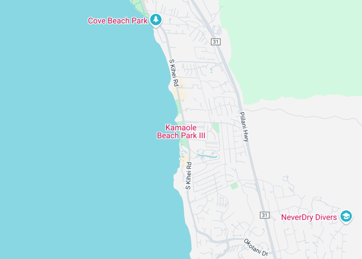 Map of Kamaole Beach Park III, Wailea-Makena