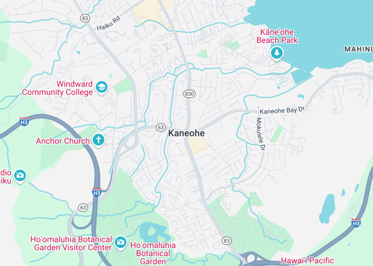 Map of Kaneohe, Hawaii (USA)