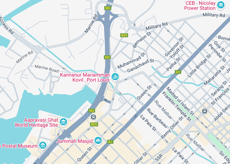 Map of Kannanur Mariamman Kovil, Mauritius