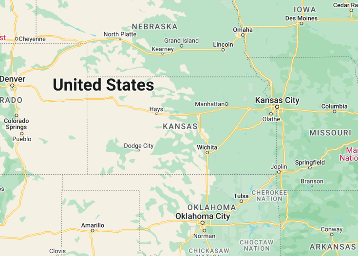 Map of Kansas (USA), 