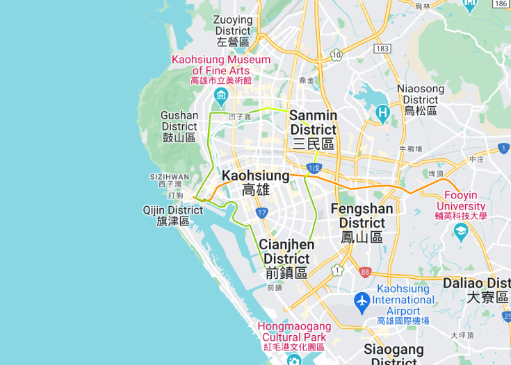 Map of Kaohsiung, Taiwan