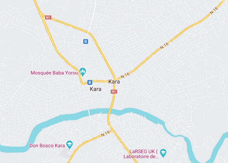 Map of Kara, Togo