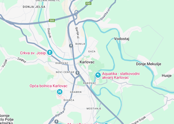 Map of Karlovac, Croatia