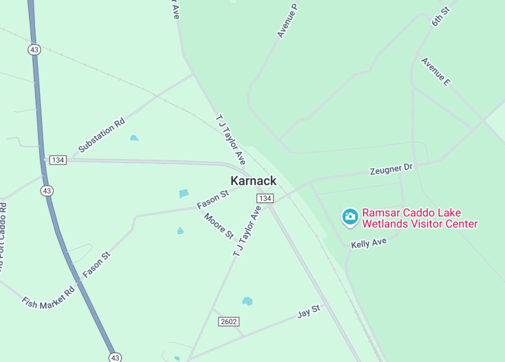 Map of Karnack, Texas (USA)