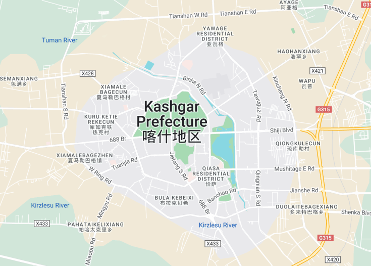 Map of Kashgar, China