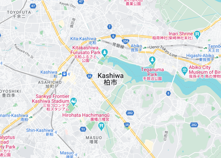 Map of Kashiwa, Japan