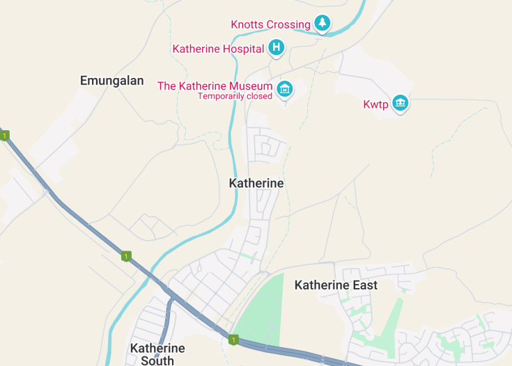 Map of Katherine, Australia