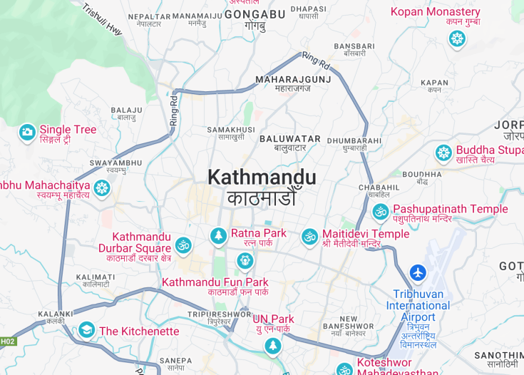 Map of Kathmandu, Nepal