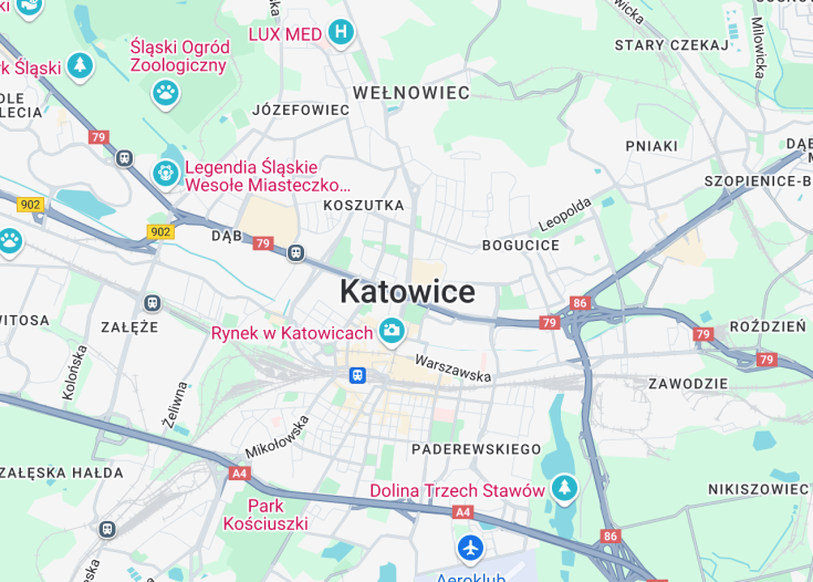 Map of Katowice, Poland